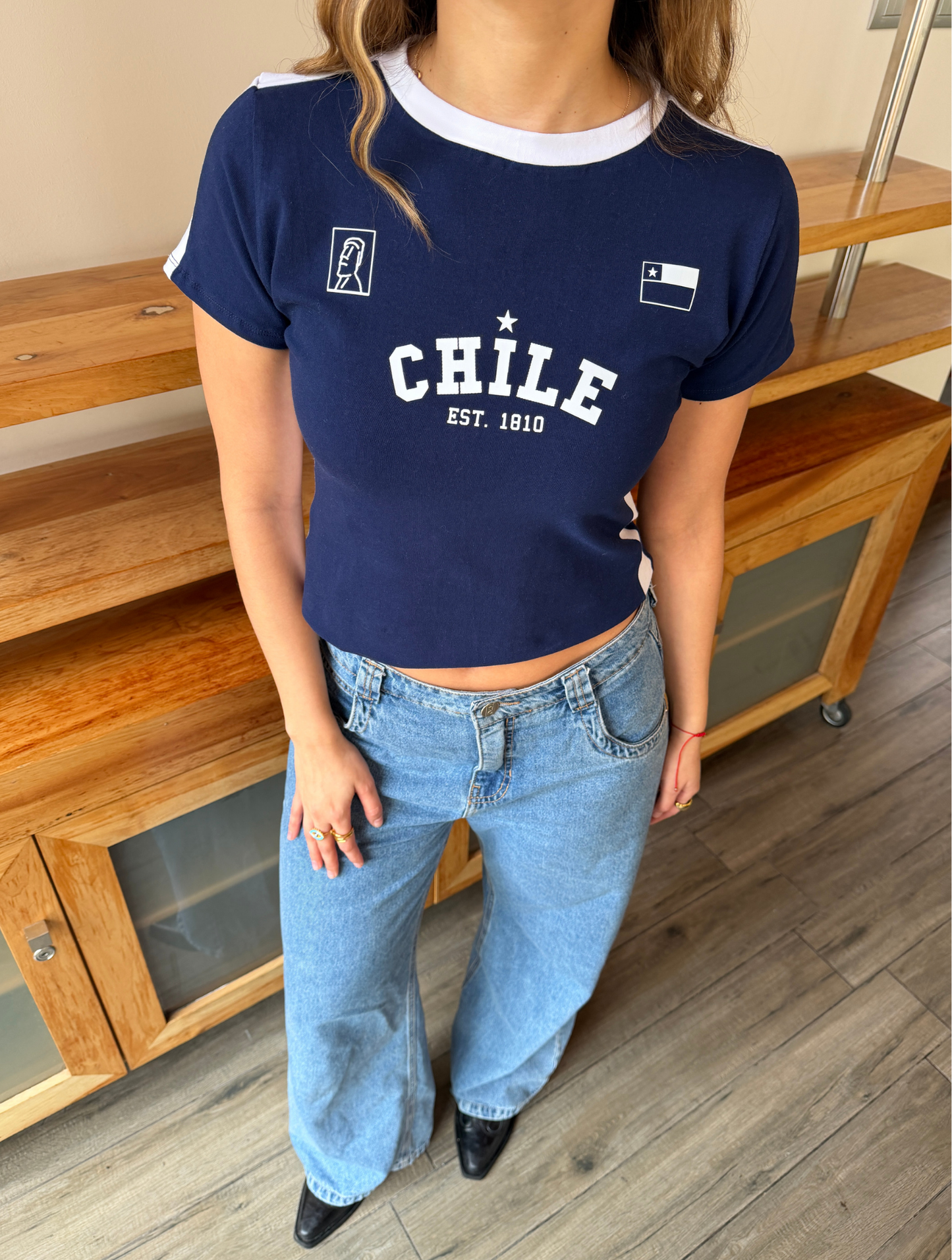 Polera Chile Azul/Blanca