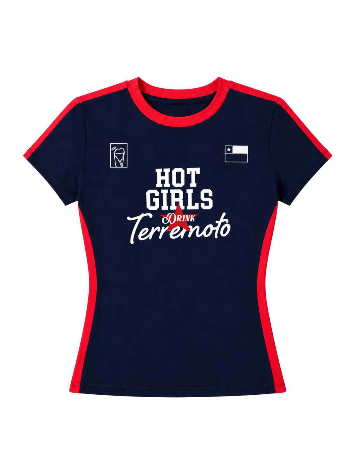 Polera Hot Girls Drink Terremoto Azul