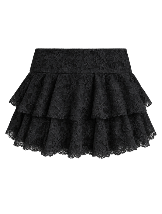 Falda Disfraz Negra Encaje