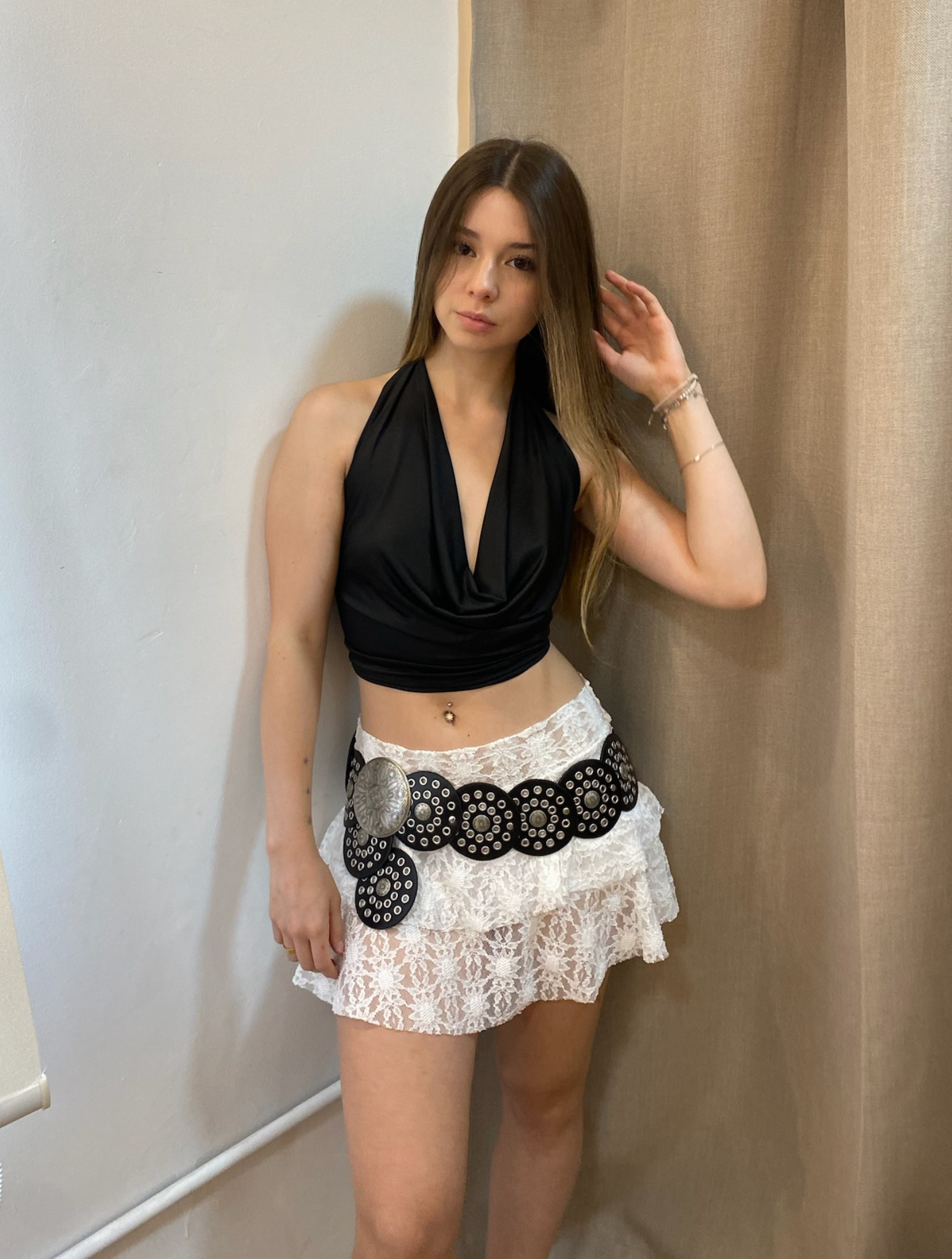 Falda Vuelos Encaje Blanca