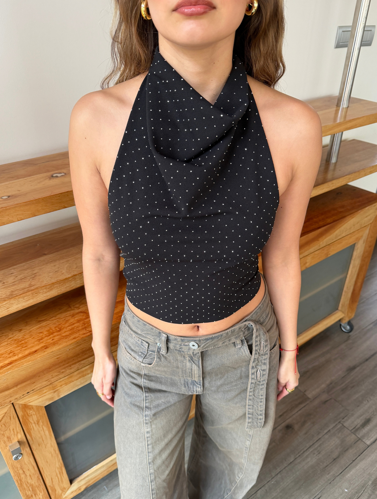 Top Dremeti Tachas Negro/Plata