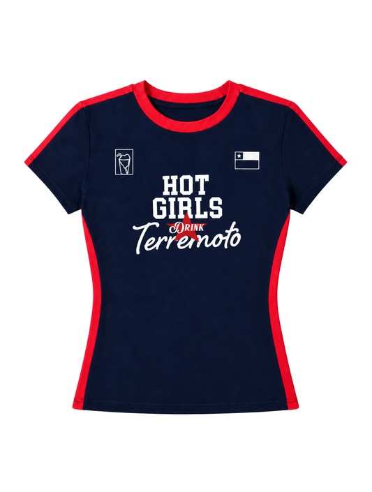 Polera Hot Girls Drink Terremoto Azul