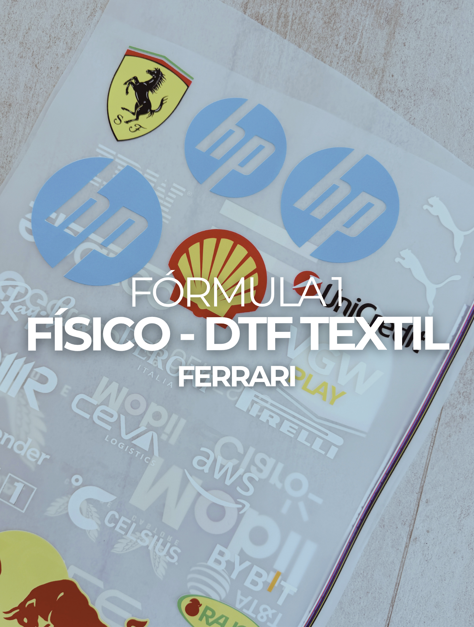 Fórmula 1 - Logos Ferrari DTF TEXTIL