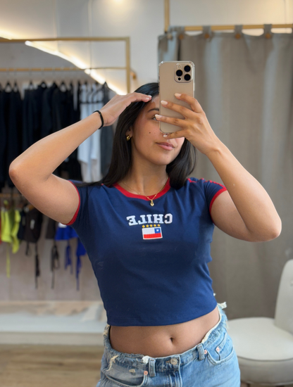 Baby Tee Chile Azul