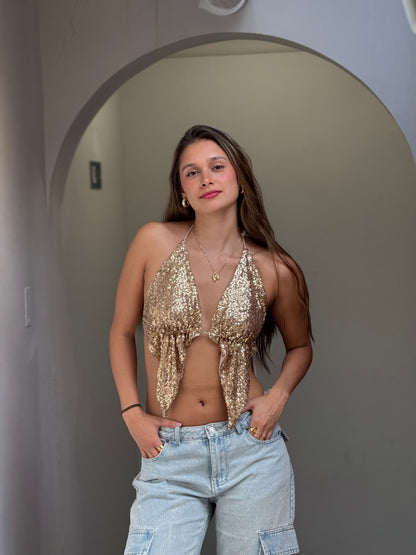 Top Brillos Dorado