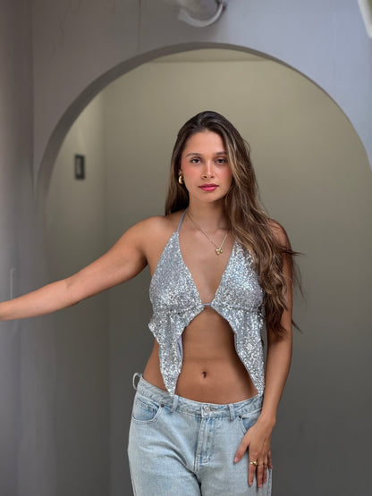 Top Brillos Plateado