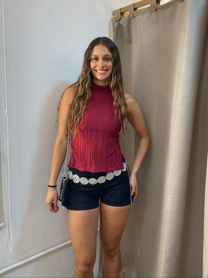 Top Zaira Plisado Burdeo